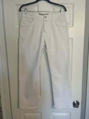 Jacob Cohen White Denim Cropped Pants